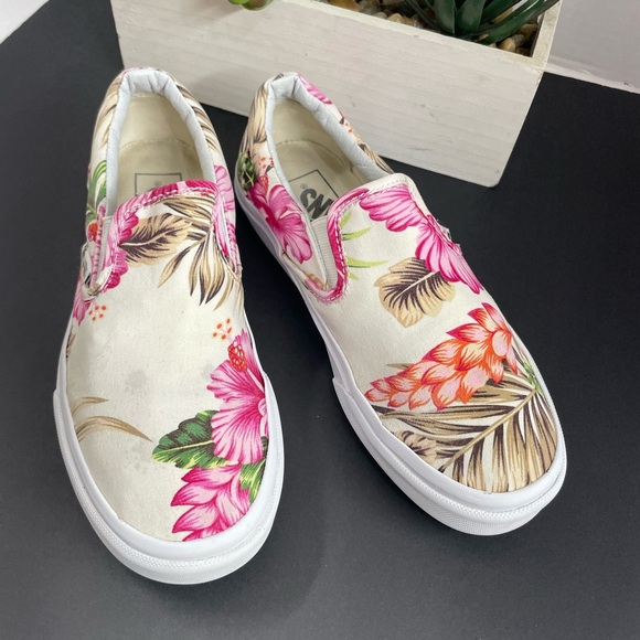 Vans Pink and Cream Floral Sneakers - Picture 1 of 7